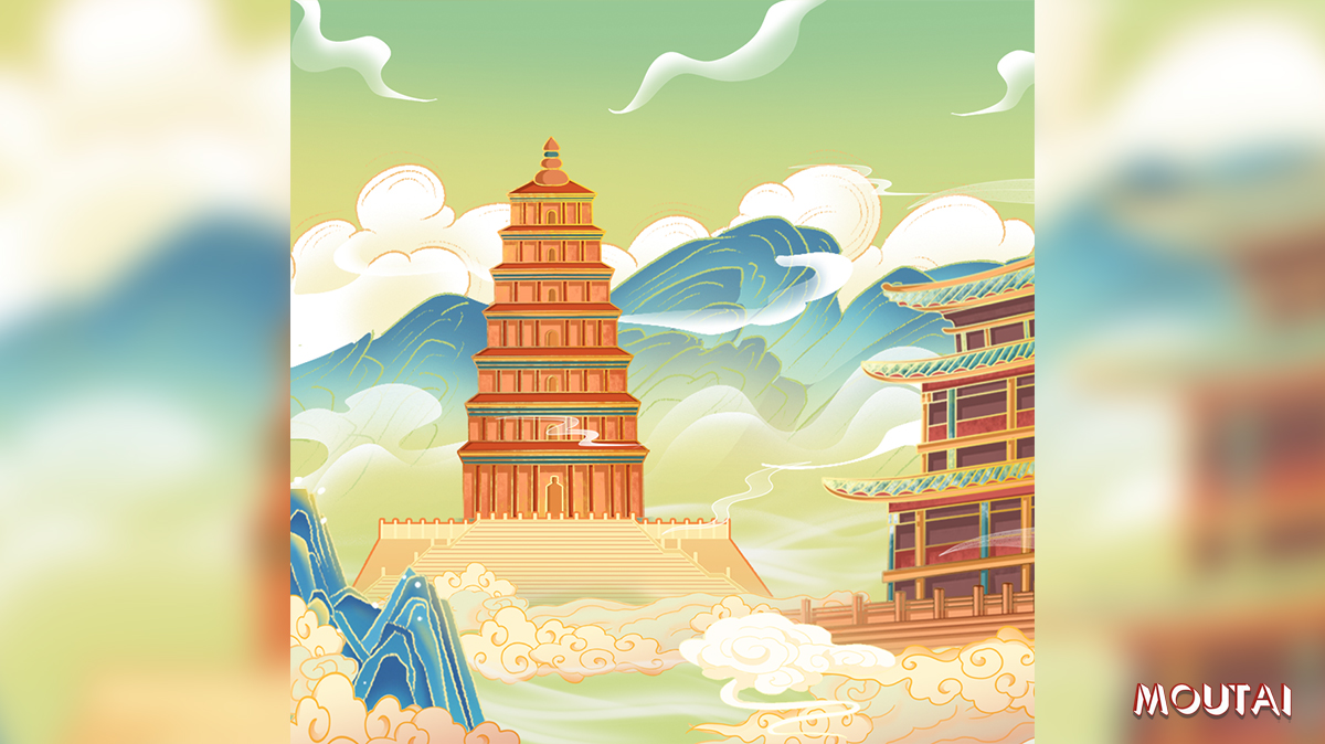Located in Xi’an, Shaanxi, the Giant Wild Goose Pagoda is the earliest and biggest extant brick pagoda of the four-sided pavilion style of the Tang Dynasty and the culmination of ancient #Chinese wisdom, showing the stately beauty of Oriental architecture. #Moutai #BuildMoreArts