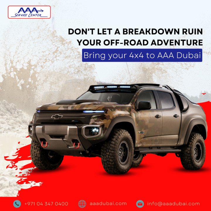 Embrace the wild without worries! AAA Dubai has your back. Get your 4x4 ready for off-road thrills. 

Visit us at: aaadubai.com
.
.
#AAAService #4x4Rescue #AAAService #Dubai #AdventureAwaits #BreakdownSolutions #RoadsideAssistance'#TrustAAA #AutoMaintenance #LuxuryAuto
