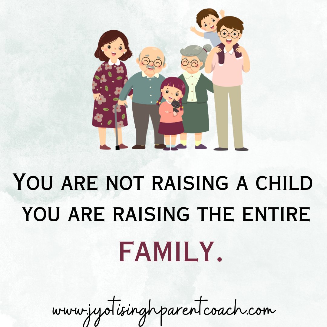 Your parenting style, values, and beliefs have a profound effect on your child's personality and behavior, which in turn affects the dynamics of your family. Remember, raising a child is not just about the child; it's about the entire family. #jyotisinghparentcoach