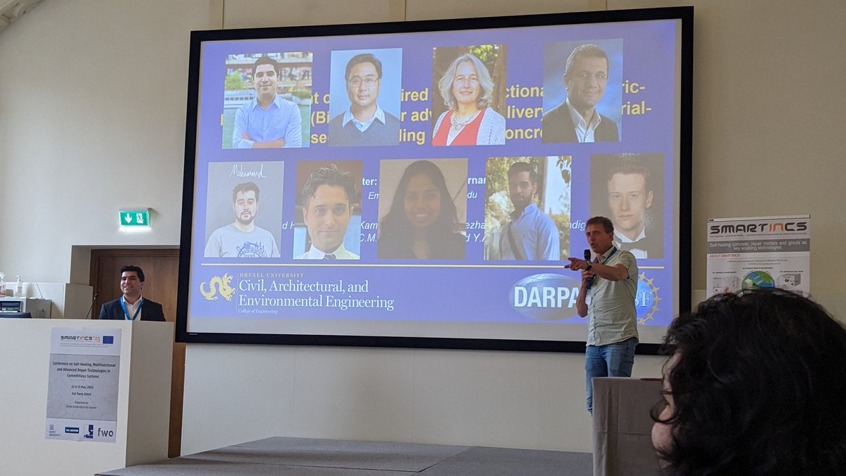 Congrats to <a href="/m9h9c/">Mohammad Houshmand</a> &amp; @YAFarnam for being selected for an Outstanding Research Award for their paper/presentation at <a href="/SmartincsEU/">Smartincs</a>'23. Great to showcase the <a href="/DrexelEngr/">Drexel Engineering</a> team's hard work for our <a href="/NSF/">U.S. National Science Foundation</a> funded project aimed at developing bio-inspired fibers for self-healing concrete.