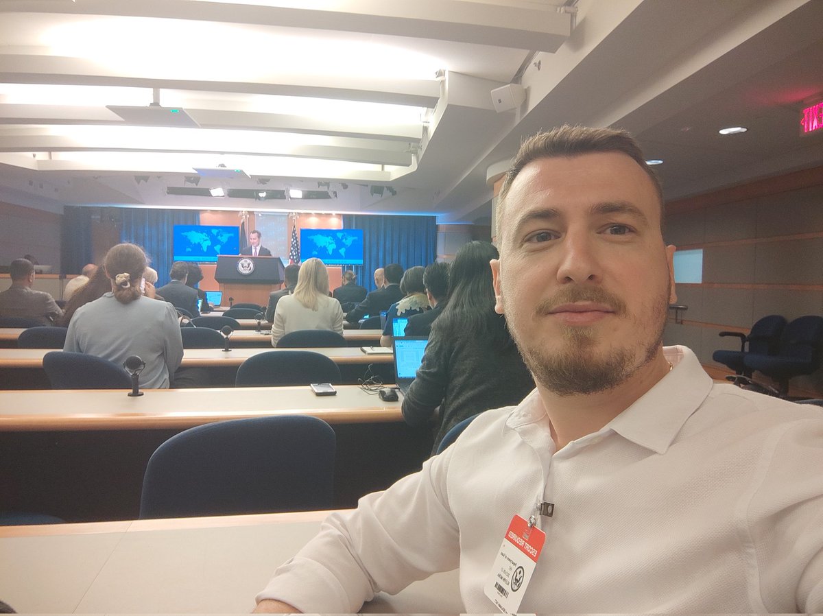 Klevin_Muka's tweet photo. Just had the incredible opportunity to attend a press briefing conference at the Department of State with spokesman Matthew Miller. What an honor! Grateful for the chance to gain insights and witness diplomacy in action. 🌍🤝 #DepartmentOfState #PressBriefing https://t.co/5gyZYxLHT6
