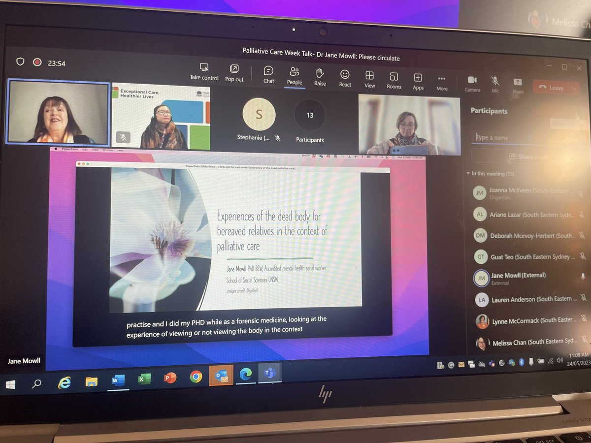 The #NPCW2023 @SEastSydHealth Bonanza continued today with @Jane_Mowll speaking to us about care of the deceased. Such a wonderful session for clinicians to use some of the practice reflections in their own work. Massive thank you to Jane!