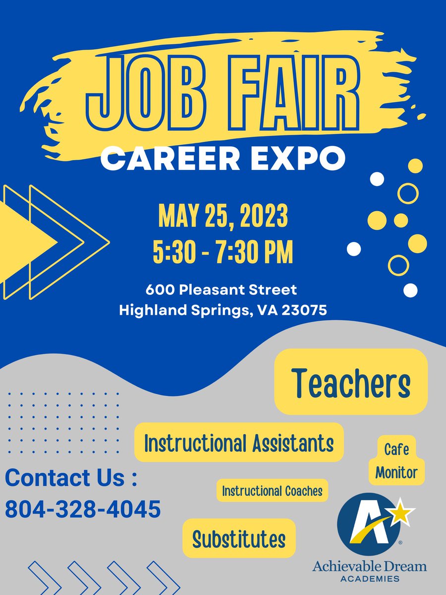 Shannon M. Washington (@hs_es_principal) on Twitter photo Attention Dreamer Families:
As a reminder, if you or someone you know is interested in joining The Dream Team, we hope to see you this Thursday as we host our very own HSES Job Fair. <a href="/ADA_HSES/">AchievableDreamHSES</a> Attention Dreamer Families:
As a reminder, if you or someone you know is interested in joining The Dream Team, we hope to see you this Thursday as we host our very own HSES Job Fair. <a href="/ADA_HSES/">AchievableDreamHSES</a>