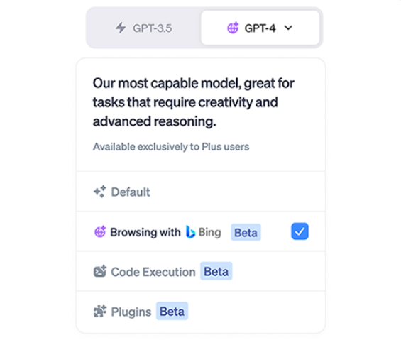 《刚刚微软甩出王炸：免费的GPT4.0！》

1、微软是chatGPT的大股东。

很快，所有的免费GPT用户，都可以通过’Browsing with Bing‘插件，

来实时查询互联网信息。

是的，免费的GPT4.0!

国内一大波搞GPT借口封装的，要倒闭了。

先来试试，5个吊炸天的Prompts，感受下。