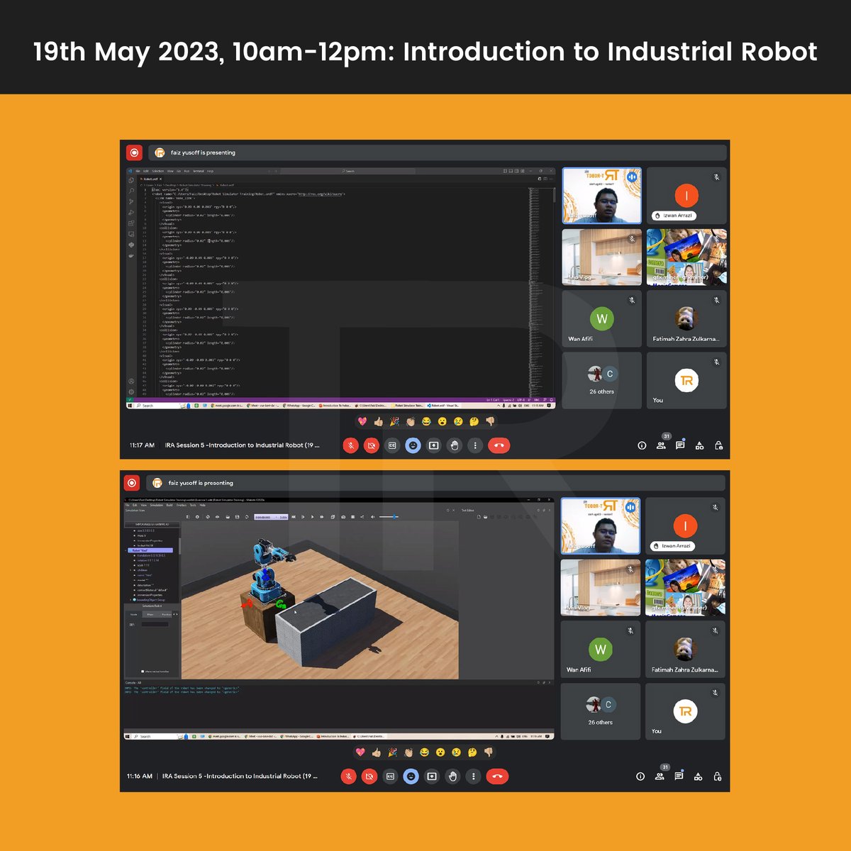 tr_trobot's tweet image. Last week, T-Robot hosted an online training program with 401 registered participants, delivering 6 sessions on IoT, AI, and Industrial Robot in just 2 hours per session. Stay tuned for more knowledge-expanding opportunities with T-Robot! 🚀
@mtdcmalaysia 
#trobot #co9p #training