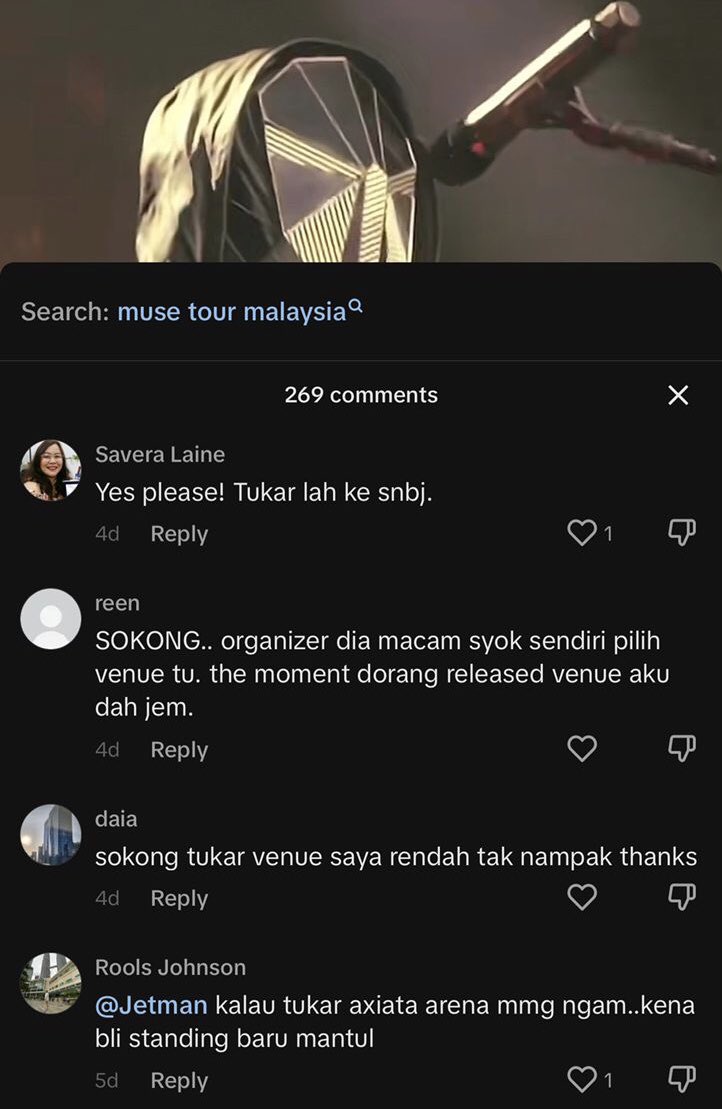 xdidiandrax's tweet photo. since past weeks on social media people keep asking and demands Muse should change the venue follow like Coldplay

RT this post kalau korang setuju @hellouniversemy moved to SNBJ! https://t.co/9GE3d16HNo