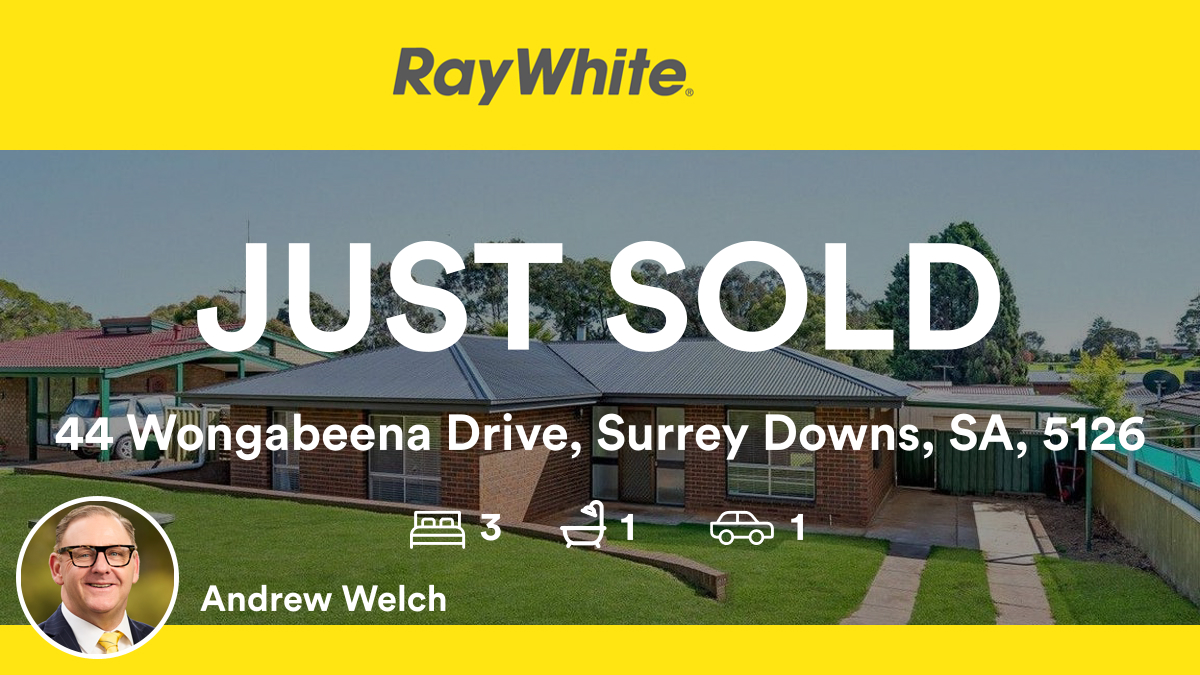 🛌 3 🛀 1 🚘 1
📍 44 Wongabeena Drive, Surrey Downs, SA, 5126

My latest sale on RateMyAgent.

rma.reviews/nri336Jg0kjM

...
#ratemyagent #realestate #Ray_White_Kensington