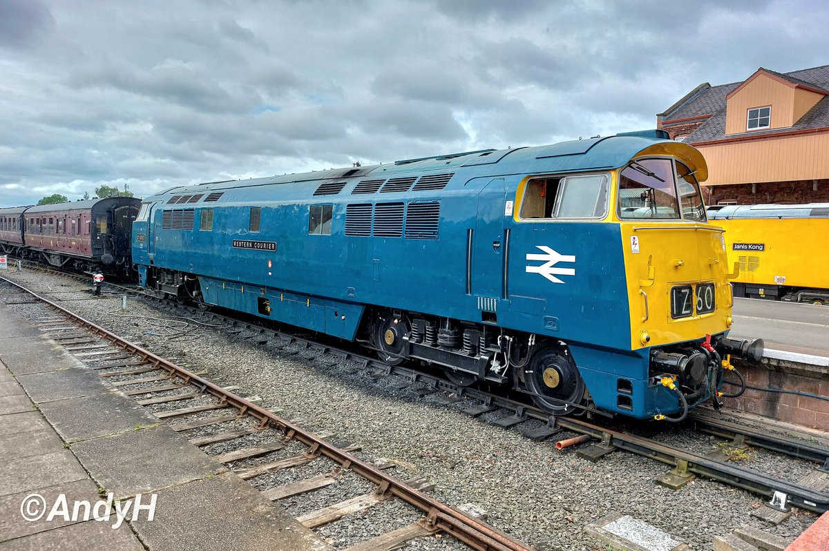 #WesternWednesday Another double from the outstanding @svrofficialsite diesel gala, day two. D1015 'Western Champion' waiting to depart from Kiddy depot & full yellow end blue livery D1062 'Western Courier' in the station after arrival from Bridgnorth #SVR #WhizzoWatch 19/5/23