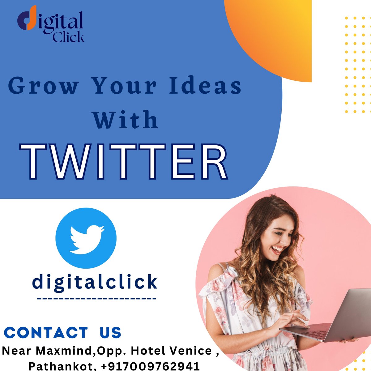 DigitalClick4u's tweet image. “Increase your Social Worth through Social Media with us.” Promote your business through Twitter Marketing!!! We deal in all kind of online promotional services, Contact us: Digital Click: +91 7009762941

#Digitalclick #twittermarketing #entrepreneurship #follow #affiliatemarket