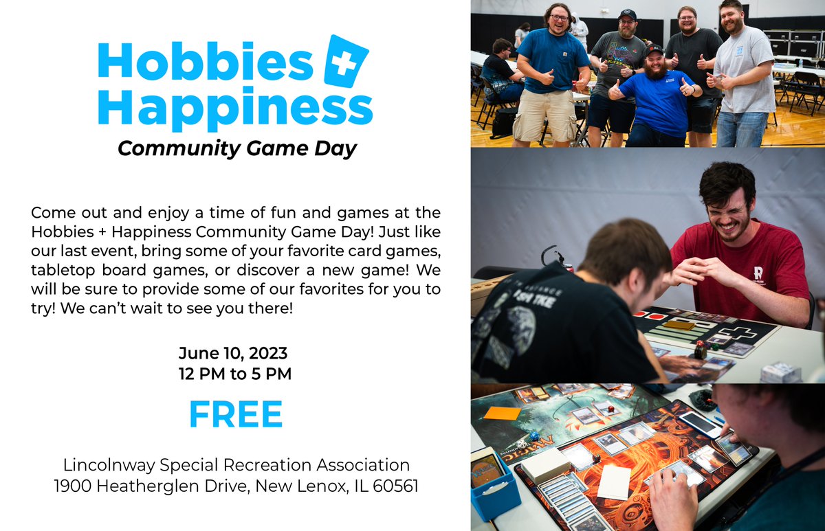 hobbiesnhappy's tweet photo. Excited to finally announce this, and it's coming sooner than you think! Saturday, June 10th, we are again hosting a community game day event for our local community! See the flyer for the location, and we look forward to seeing you there! https://t.co/aX7GC0ngwl