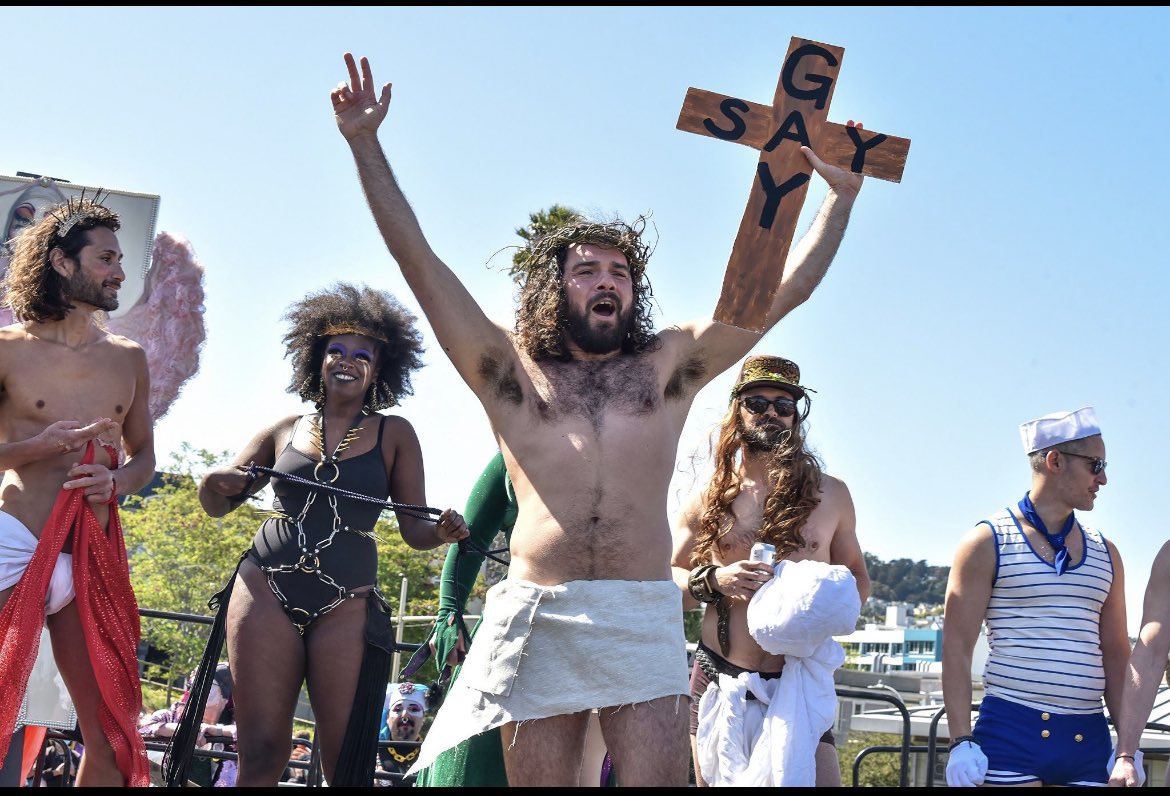 SalkinJ's tweet photo. @AshleighAitken Did you invite twerking Jesus of the Sisters of Perpetual Indulgence? What a sad example of someone raised in a Catholic home. https://t.co/Rz9oAyJ3Xd
