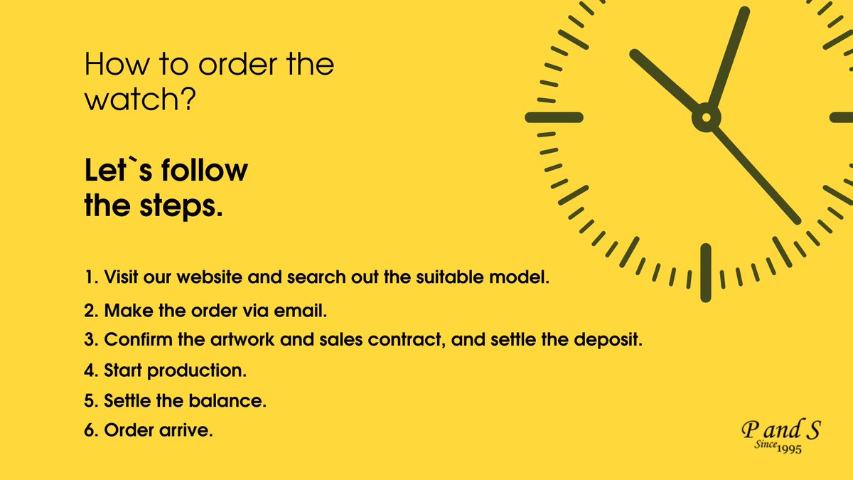 How to order the watch?
Let`s follow the steps!

#promoproducts #promotionalwatch #Advertising #promotionalproducts #watchsupplier #promotions #WATCH #business #branded #branding #privatelabel #gift #PROMOTION #corporategifts #marketing #watchmanufacture