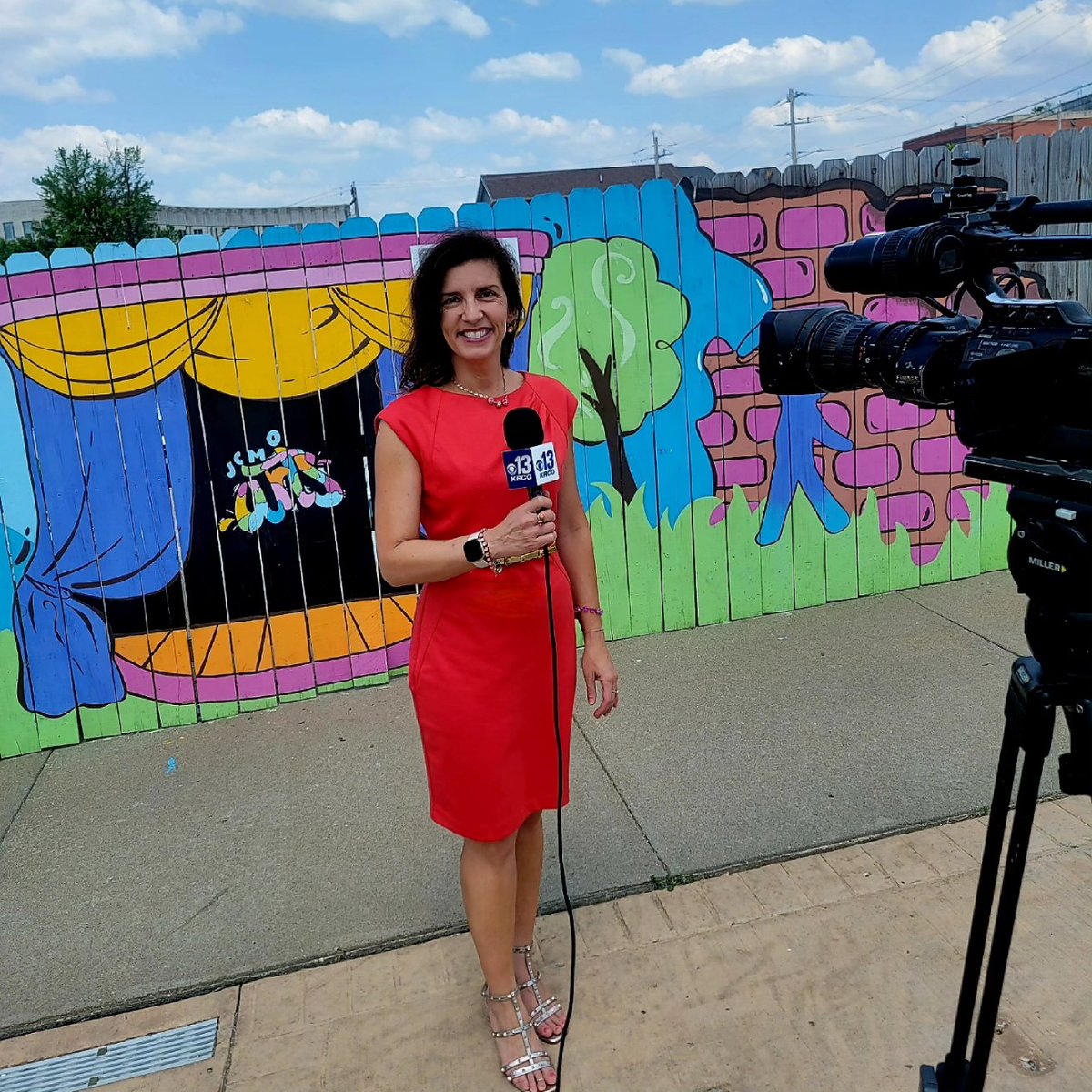 CarrieTergin's tweet photo. Did an interview with @KRCG13 for the 4 year anniversary of the #JeffersonCityTornado. Standing in front of where Avenue HQ once stood. We've come a long way, and we'll continue to grow back. #JCStrong @RaygeneTV https://t.co/wQjmQEqQBa