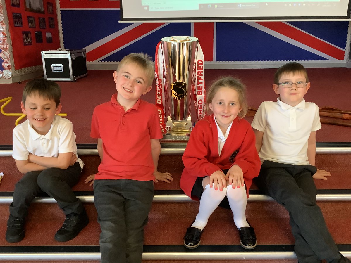 ColburnCPS's tweet photo. Today, we were lucky enough to have a visit from Jason Grant, who joined us to show off the rugby Super League Trophy as well as promote our after-school clubs, with our P.E Lead Ms Ray.  Next half term we have a whooping 12 after-school clubs to offer! https://t.co/OViFSOnKkW