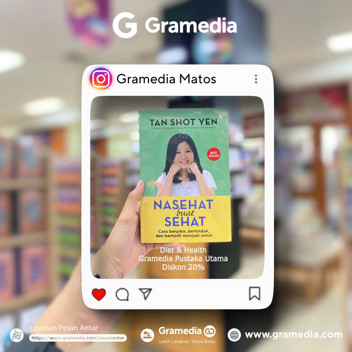 GramediaMog's tweet photo. Hai Grameds 💫

Buku-Buku Diet &amp; Health, Parenting &amp; Family, Food &amp; Beverage  Terbitan Gramedia Pustaka Utama Diskon 20% 
promo khusus MyValue dengan minimum transaksi Rp. 150.000 s&amp;k berlaku ya☺️

Jadi nunggu apa lagi

Yuk buruan ke Gramedia Matos

WA : 082132575900 https://t.co/zH3rLKHMs7
