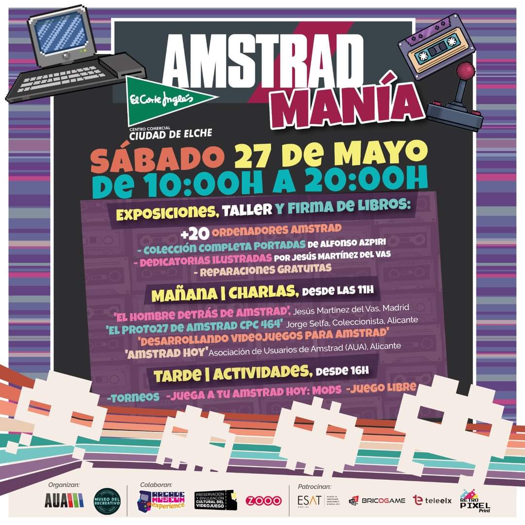 ElArcadio1's tweet photo. Ya tenemos plan para el sábado. En el Corte Inglés de Elche. #pdcv #ArcadeMuseum #Museodelrecreativo #AmstradMania. https://t.co/MwsyFCgapG