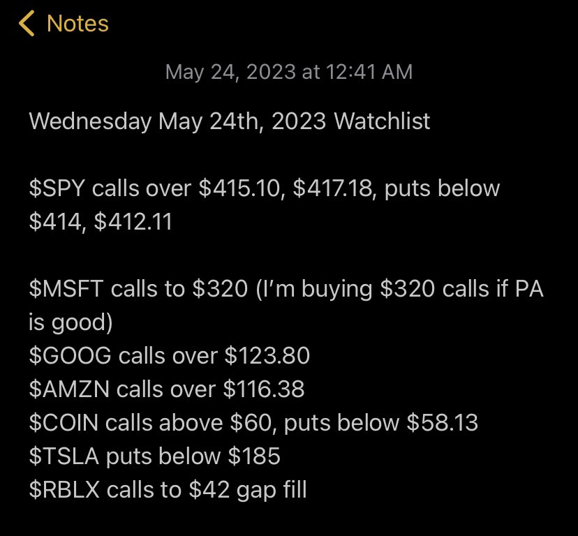 deltascalper's tweet image. Watchlist for tomorrow (Wednesday) $SPY $MSFT $GOOG $AMZN $COIN $TSLA $RBLX