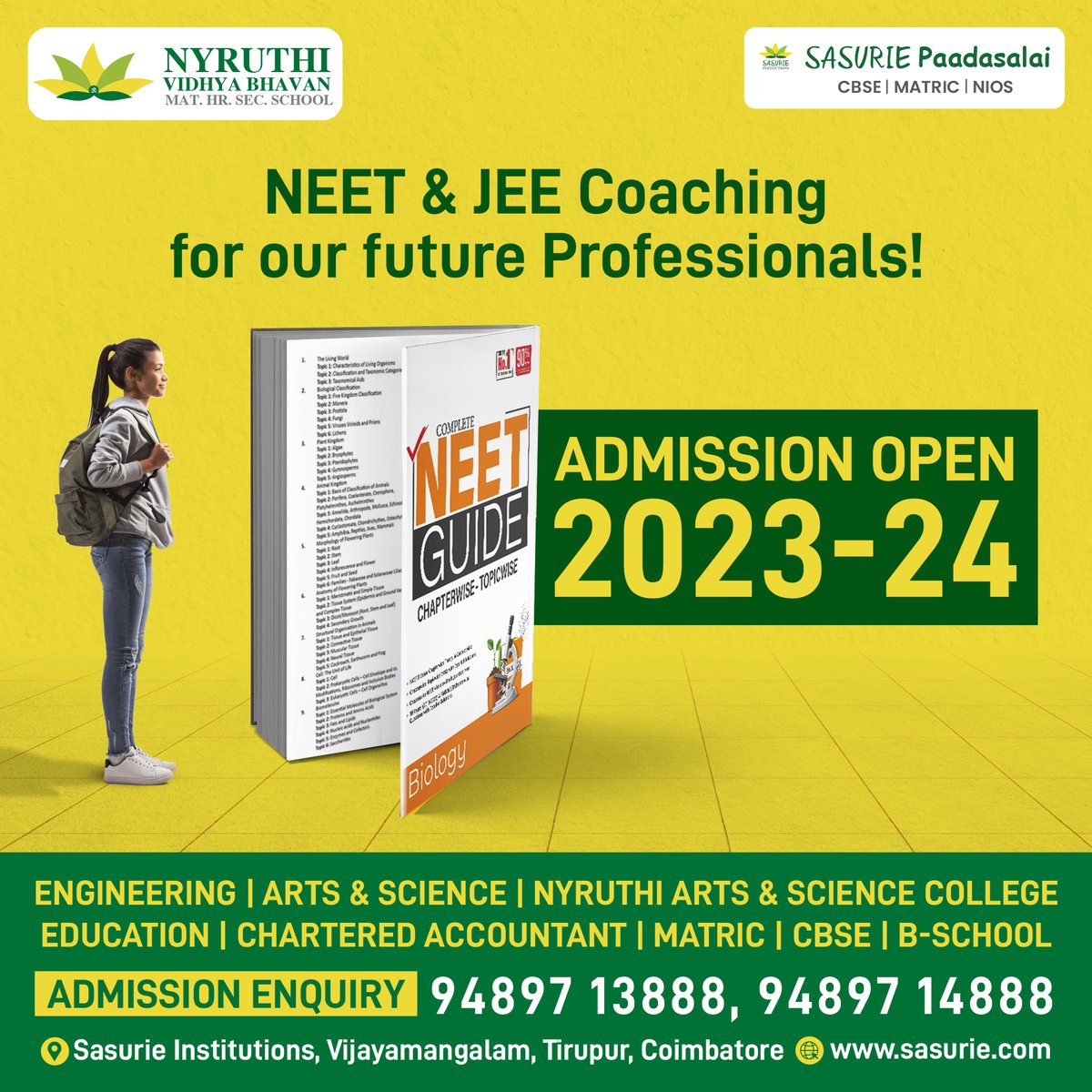 sasurie_inst's tweet image. In addition to providing world-class coaching, we also offer NEET &amp;amp; JEE classes in order to give students the edge they need to succeed in their competitive exams.

#WorldClassCoaching #NEETPreparation #JEEClasses #CompetitiveExamSuccess #AcademicEnhancement #OverallDevelopment