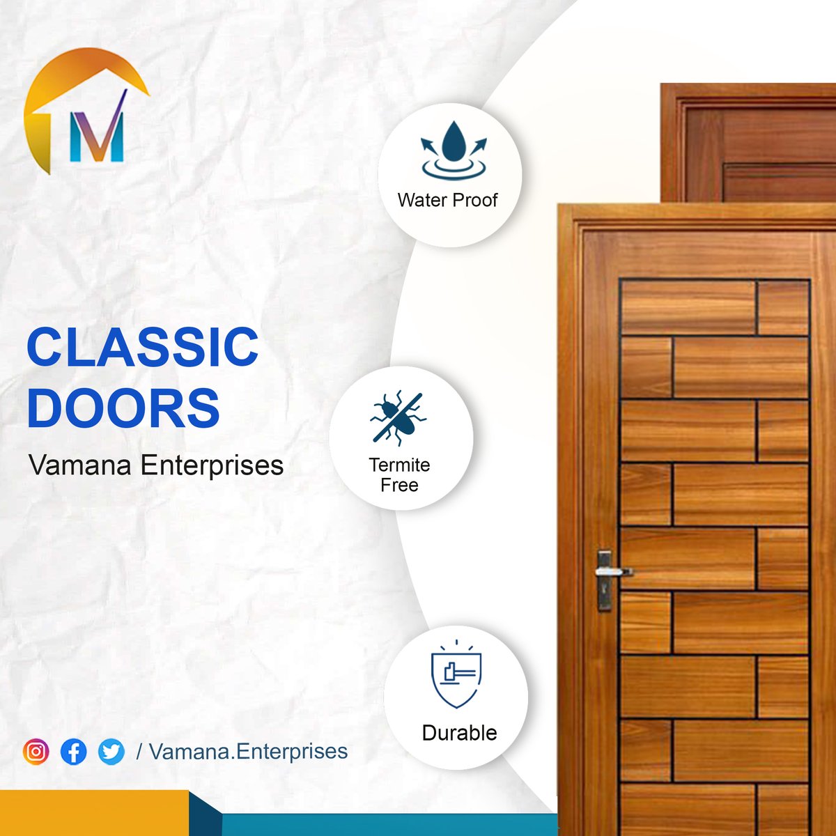 Vamana_Entpr's tweet photo. "Open the door to new possibilities."-our premium range of  classic doors @ Vamana Enterprises
For Enquires for all Construction materials- 88866 33336

#DoorsOpen #Entryway #WelcomeHome #Doorway #BeautifulEntrance #DoorsoftheWorld #architecturaldetails #homedecor https://t.co/0L6BjlBMR9
