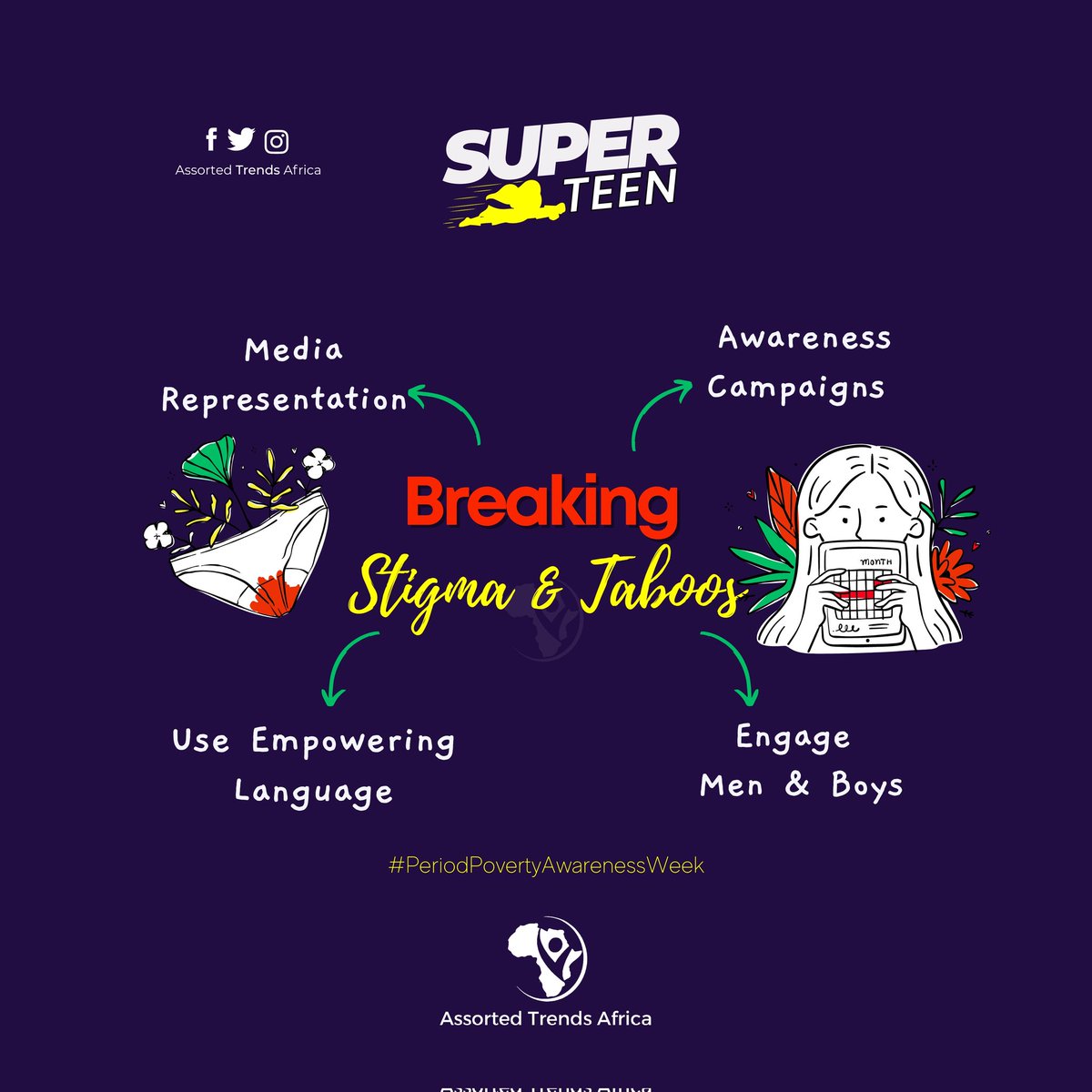 Join @AssortedAfrica in their #superteen movement and help break the silence on period poverty! Let's empower young girls and end this injustice once and for all. #PeriodPovertyAwarenessWeek