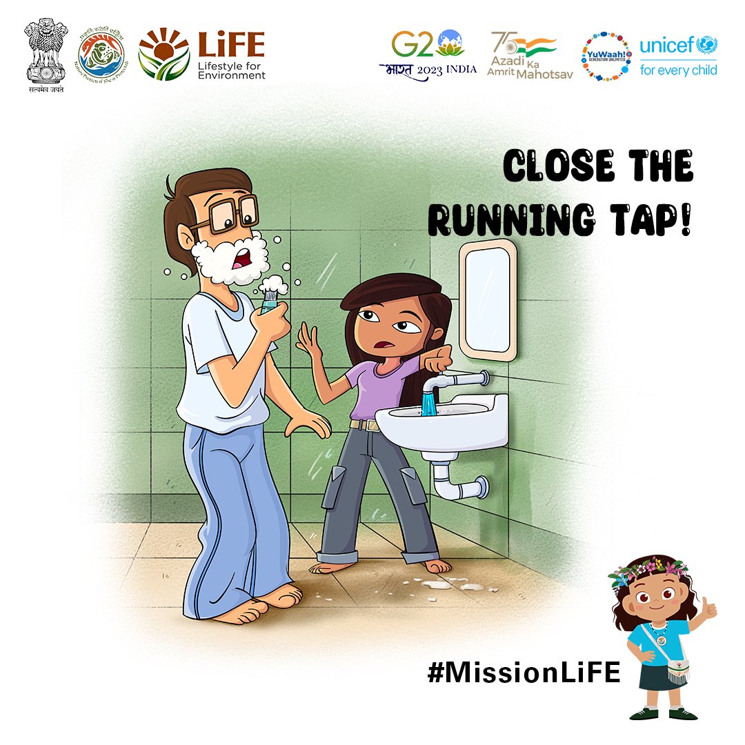 Being mindful of a running tap can go a long way in saving water!

Always turn off the tap when you’re brushing your teeth, shaving or using soap.

Join #MissionLiFE. Take the #ClimateAction4LiFE pledge.
#nyksindia
#NYKSvolunteers 
 
@YASMinistry 
@nyksPunjabCHD 
@DPRO_Barnala
