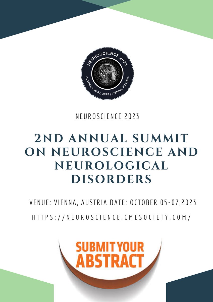 The 2nd Annual summit on Neuroscience and Neurological disorders is now accepting abstract submission
Submit your abstract here💡
neuroscience.cmesociety.com/abstract-submi…
#Neuroscience2023 #Neuroscience #Neurosummit
@EricTopol