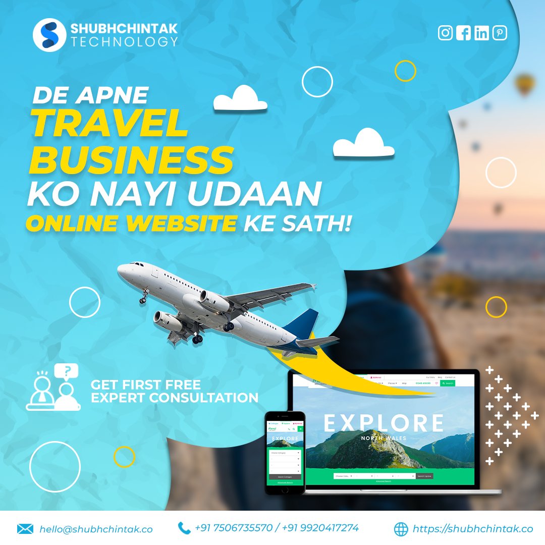 Start your Travel Business Website 🌍🚀 Now! Get Free Expert Advice! 💻👤 shubhchintak.co/contact-us/ #travelbusiness #onlinetravelbusiness #travelwebsite #onlinebusiness #tourandtravel #startups #travelstartups #Shubhchintak #mumbai #pune