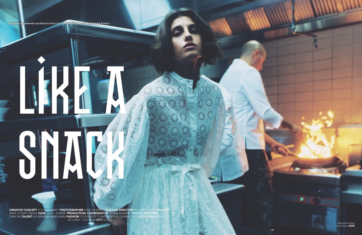Fresh out the kitchen, recent editorial with <a href="/Dior/">Dior</a> 

Photographer GREG ADAMSKI
Fashion Director WILLIAM BUCKLEY
Makeup ANIA PONIATOWSKA
Hair OLIVE JEANNE
Production Coordinator JENNA DELANEY
Production Assistant RHEA LOBO
Talent ALEXANDRA PAPAGIANNI
Fashion #DiorSS23