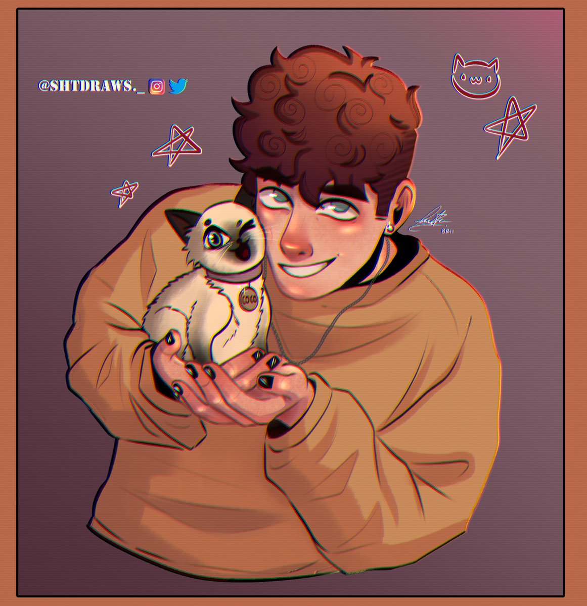 Shtdraws's tweet photo. Agus con Coco pegadito a su carita pq casi muero de amor. 😭❤️

(Sí, agus con uñas pintadas pq sigue siendo mi lucha, enano pensalo xfa) https://t.co/ZenCww0PSR