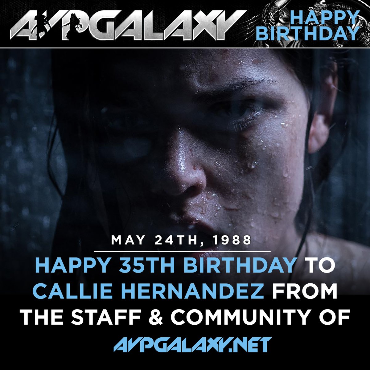 The staff and community of Alien vs. Predator Galaxy would like to wish Alien: Covenant's Callie Hernandez a happy 35th birthday! #CallieHernandez #AlienCovenant #Prometheus #HappyBirthday #HappyBurstday