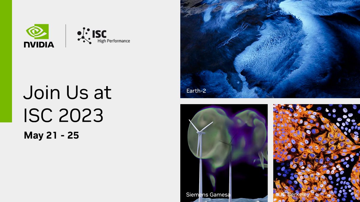 Hear from NVIDIA experts today at #ISC23 talking about all things HPC and AI. See today's schedule in the thread 🧵