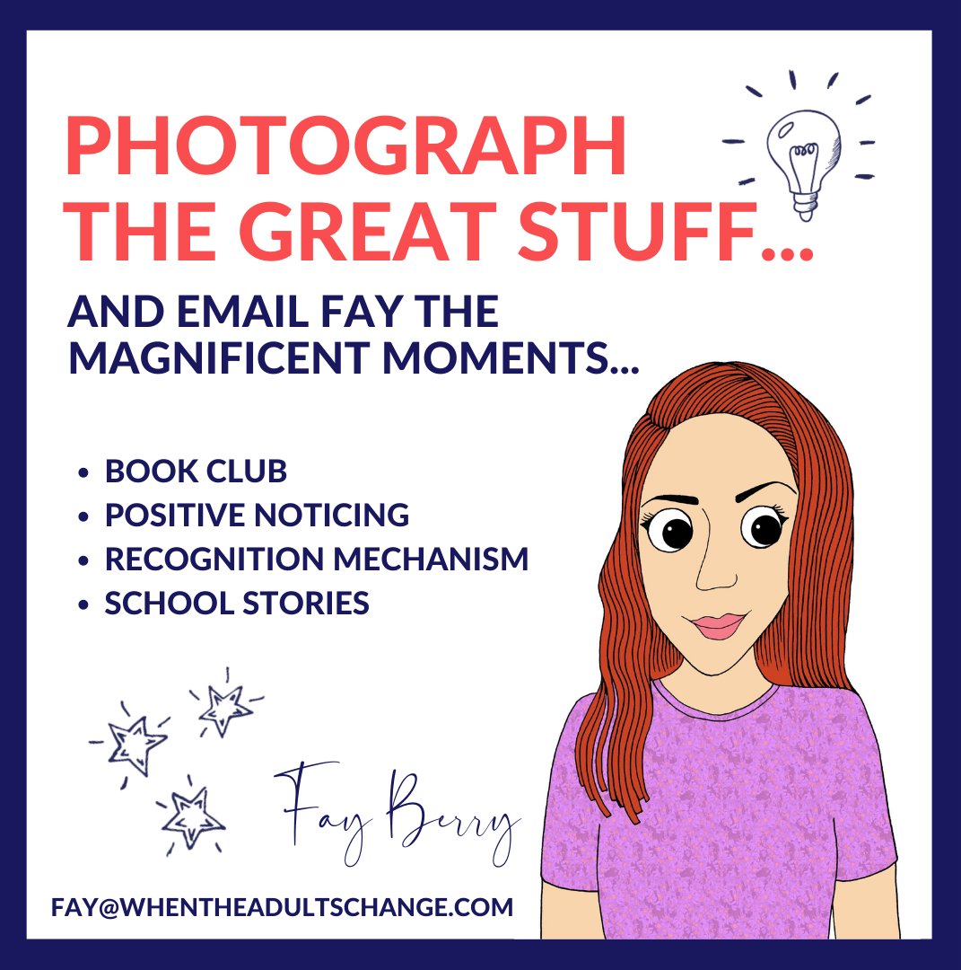 Shout about your magnificent moments of relational practice.

Please share your images with Fay by emailing Fay@WhenTheAdultsChange.com

#RelationalPractice #RelationshipsMatter #ClassroomManagement #WhenTheAdultsChange
#TeacherTwitter #EdChat #ThisIsHowWeDoItHere