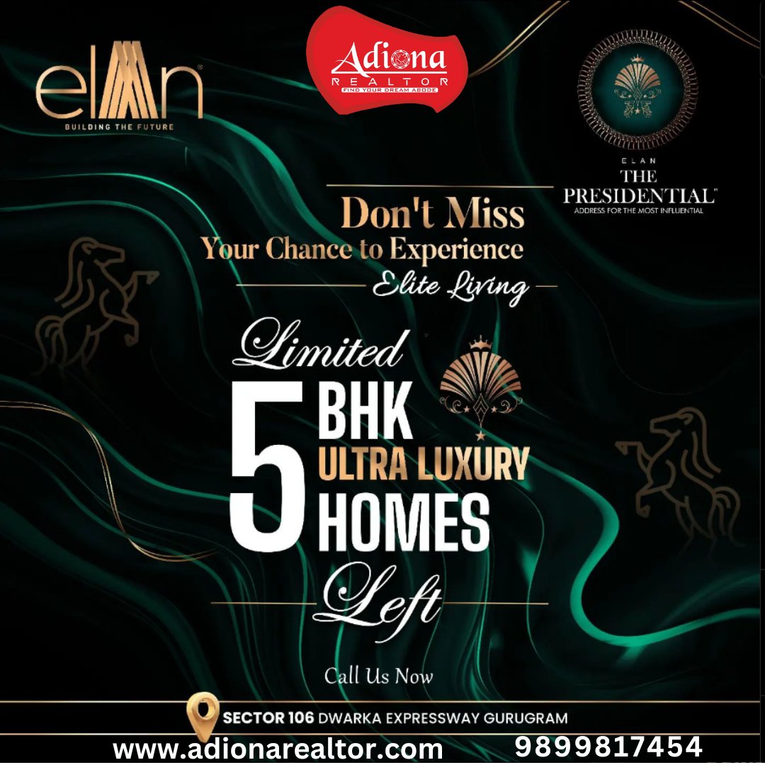 Embrace the Prestige of Presidential Living: Limited 5 bhk homes left —Reserve Yours Today!

#ElanGroup #ElanPresidential #Sector106 #ThePresidential #DwarkaExpressway #luxurywithelan #liveatelan #Gurguram #RealEstate #Luxury #Lifestyle #luxurylifestyle #luxuryamenities