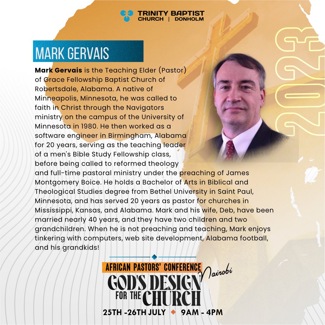 tbcnairobi's tweet photo. At APC 2023, one of our speakers for the July circuit will be Mark Gervais. You don't want to miss as we consider God's Design for the Church.

𝕋𝕚𝕔𝕜𝕖𝕥𝕤 𝕒𝕣𝕖 𝕒𝕧𝕒𝕚𝕝𝕒𝕓𝕝𝕖 𝕙𝕖𝕣𝕖:
https://t.co/2C13DG0qKA https://t.co/UZeQ4kTjF2