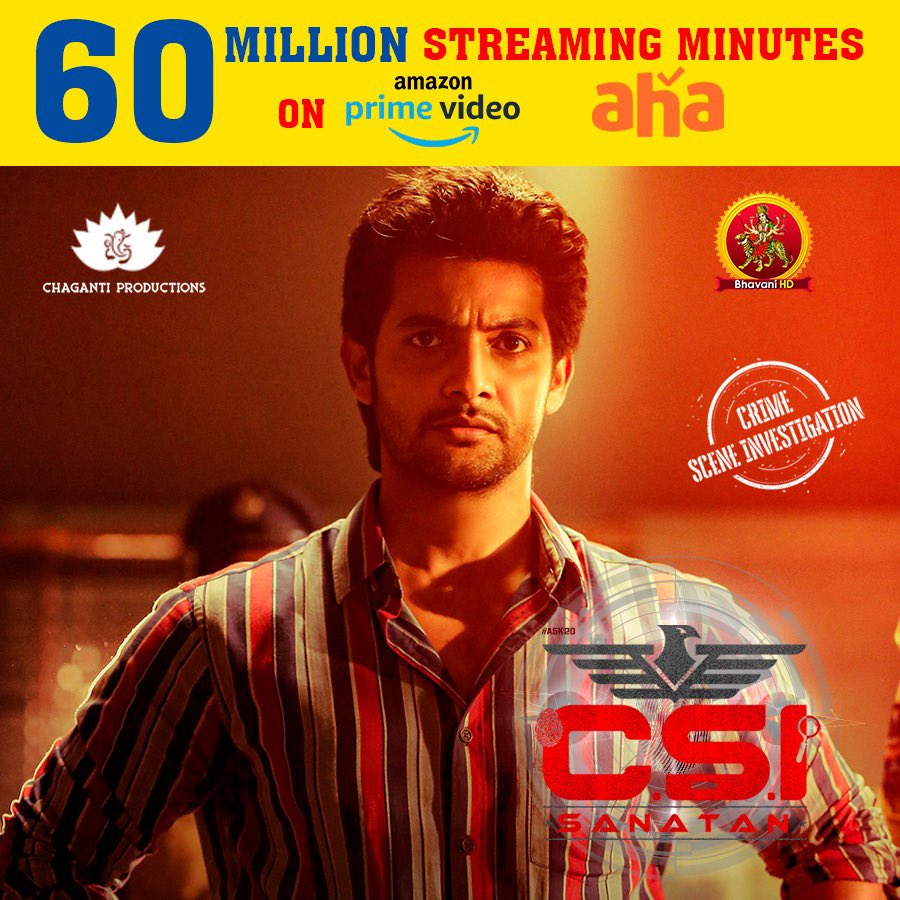 BA Raju's Team (@baraju_superhit) on Twitter photo Crime thriller #CSISanathan gets a thumping response on <a href="/ahavideoIN/">ahavideoin</a> & <a href="/PrimeVideoIN/">prime video IN</a> with 60 M+ streamed mins
rb.gy/tkiof
rb.gy/zjf7g
<a href="/iamaadisaikumar/">Aadi Saikumar</a> <a href="/NarangMisha/">Misha Narang</a>
<a href="/BhavaniHDMovies/">Bhavani Media</a> <a href="/ajaysrinivasofc/">Chaganti Srinivas</a>
<a href="/dev_sivashankar/">SivaShankar Dev</a> <a href="/chagantiproducs/">Chaganti Productions</a>
<a href="/aneeshsolomon/">Aneesh Solomon</a> Crime thriller #CSISanathan gets a thumping response on <a href="/ahavideoIN/">ahavideoin</a> & <a href="/PrimeVideoIN/">prime video IN</a> with 60 M+ streamed mins
rb.gy/tkiof
rb.gy/zjf7g
<a href="/iamaadisaikumar/">Aadi Saikumar</a> <a href="/NarangMisha/">Misha Narang</a>
<a href="/BhavaniHDMovies/">Bhavani Media</a> <a href="/ajaysrinivasofc/">Chaganti Srinivas</a>
<a href="/dev_sivashankar/">SivaShankar Dev</a> <a href="/chagantiproducs/">Chaganti Productions</a>
<a href="/aneeshsolomon/">Aneesh Solomon</a>