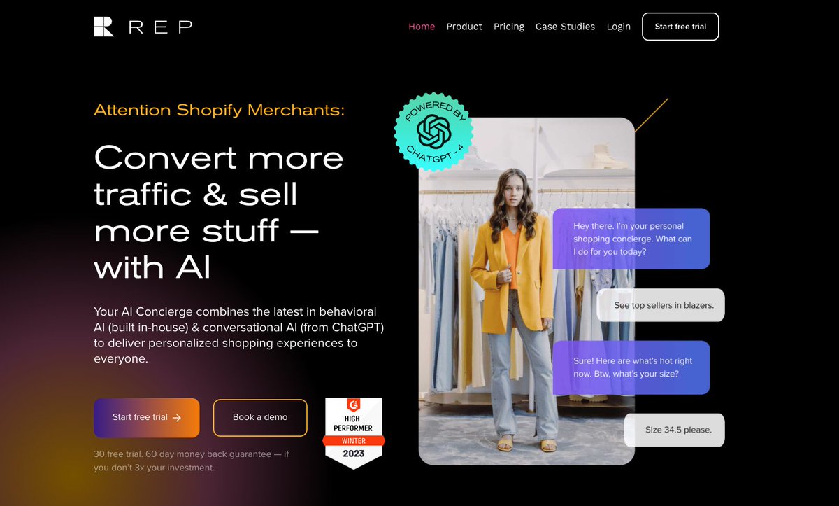 TeamRepAI's tweet photo. Rebrand done. New site up.

Goodbye dumb chatbots, hello shopping concierge.

https://t.co/WsqYGyxjl6 https://t.co/Q7O23TBmeQ