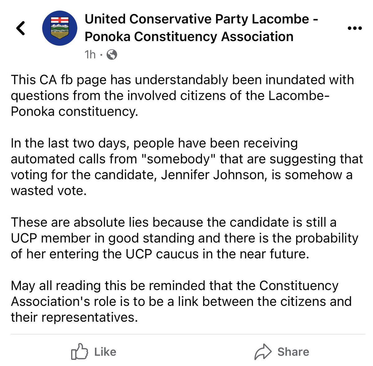 How can this candidate be in “good standing” when they have been removed from the UCP and if elected must sit as an independent?

Time for Johnson to do the right thing and resign. 

This all looks like a con game to avoid accountability for hateful actions. #abpoli #ableg