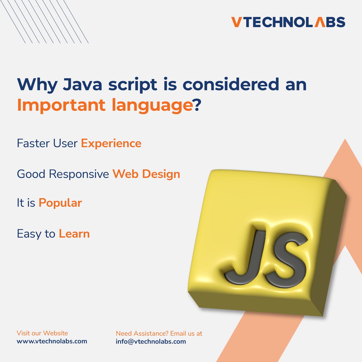 Vtechnolab3126's tweet image. JavaScript is important because it is the primary language for web development, enabling interactive and dynamic websites.
#javascript
#Webdesign
#softwareappdevelopment
#appdevelopment