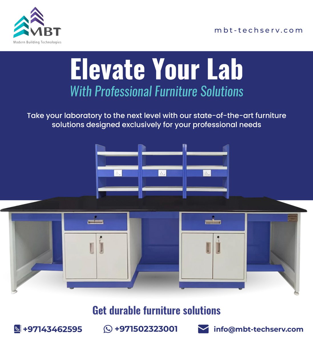 mbttechserv's tweet image. WhatsApp For Inquiries:
lnkd.in/efcxCYig

From benches and cabinets to fume hoods and storage solutions, get high-quality, ergonomic options to optimize your workspace.

Talk To Us:
+97143462595
info@mbt-techserv.com
#mbt #labfurniture #modularlab #buildingmaterials