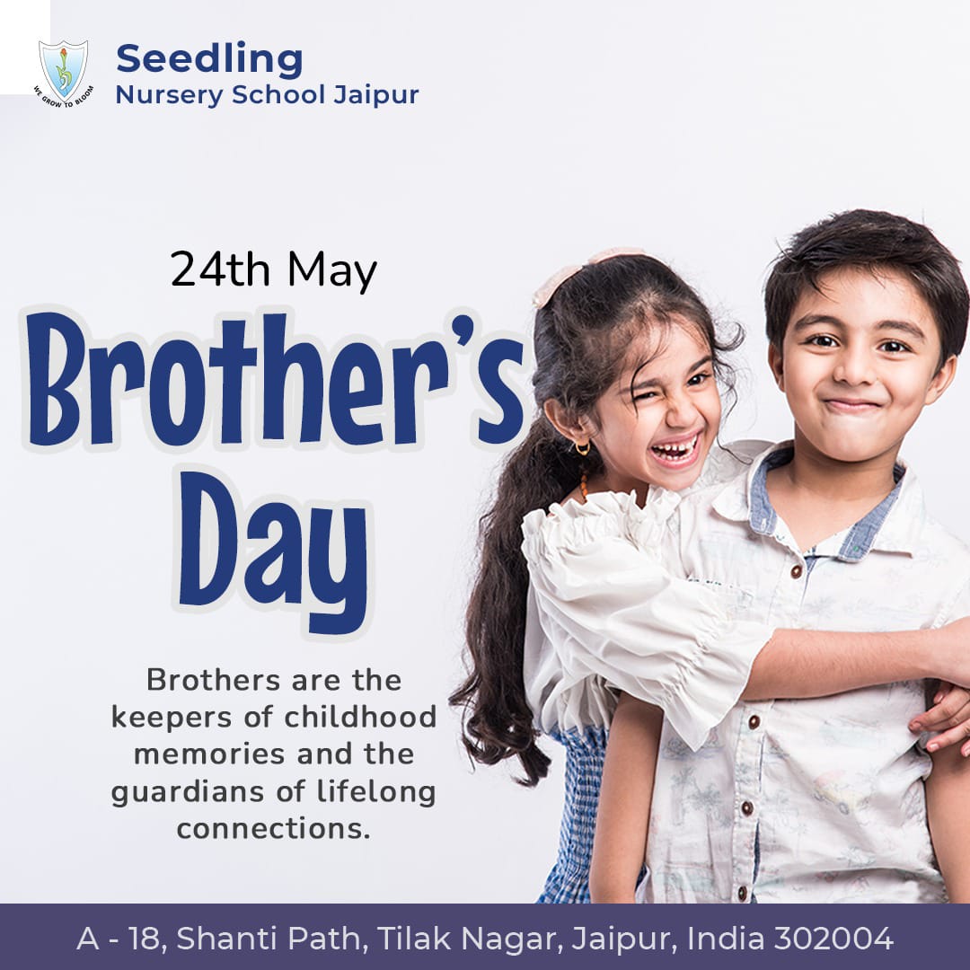 "Growing up with a brother means an endless supply of fun and mischief but also, the source of strength and confidence."
#BrothersDay #Brotherhood
.
𝗔𝗗𝗠𝗜𝗦𝗦𝗜𝗢𝗡𝗦 𝗢𝗣𝗘𝗡
Age group 2+ onwards
.
#seedlingnuseryjaipur #seedlingnurseryschool #jaipurschool #school #education