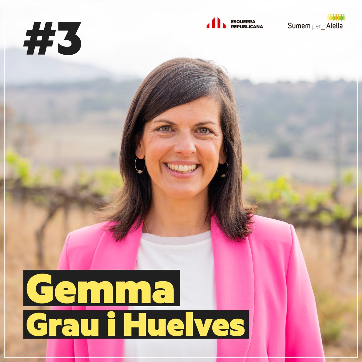 Núm.3️⃣
La Gemma Grau i Huelves🙋‍♀️Té 39 anys, és mare de la Chloe i el Max i viu al centre d’Alella. Representant de les famílies al Consell Escolar i és part de la Comisió d'espais de l'Escola Fabra.

#SomAlella #Alella2023 #FemRepublicà #Alella #Útils #Maresme #ErcSumemxAlella