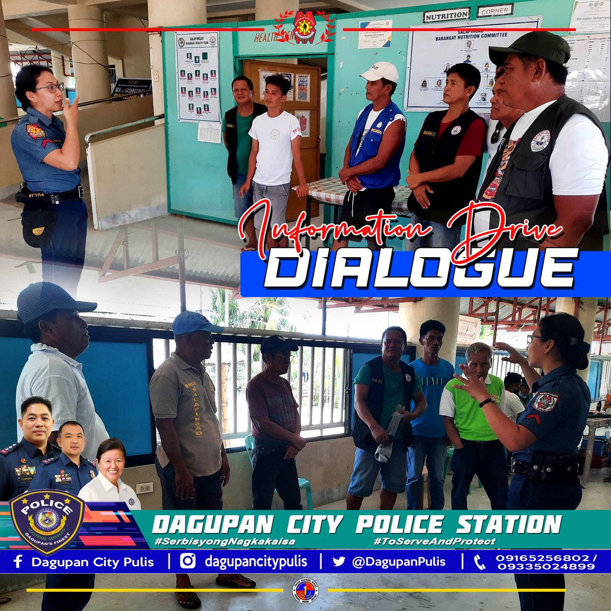 Dagupan CPS personnel under the supervision of PLTCOL BRENDON B PALISOC, OIC, conducted brgy. visitation and short dialogue with the BPATS at Brgy. Salapingao, Dagupan City. #SerbisyongNagkakaisa #ToServeandProtect #PCADGIlocosRegion
