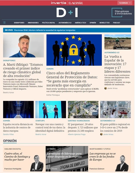 DISRUPTORES (@disruptoresee) on Twitter photo 🗞️ ¡Buenos días! La portada 👇
mtr.cool/tixriqabmu
💻 El #RGPD cumple 5 años
✏️ <a href="/e_paniagua/">Esther Paniagua (she/her)</a> 
➡️ mtr.cool/phjruaqffd
🗺️ Primer índice de riesgo del clima
✏️ <a href="/beazmi/">Beatriz Aznar Millán</a> 
➡️ mtr.cool/sporfkoehf
💻 <a href="/PHortiguela/">Francisco Hortigüela</a> se despide como director de AMETIC
➡️ mtr.cool/wbfokpybzq 🗞️ ¡Buenos días! La portada 👇
mtr.cool/tixriqabmu
💻 El #RGPD cumple 5 años
✏️ <a href="/e_paniagua/">Esther Paniagua (she/her)</a> 
➡️ mtr.cool/phjruaqffd
🗺️ Primer índice de riesgo del clima
✏️ <a href="/beazmi/">Beatriz Aznar Millán</a> 
➡️ mtr.cool/sporfkoehf
💻 <a href="/PHortiguela/">Francisco Hortigüela</a> se despide como director de AMETIC
➡️ mtr.cool/wbfokpybzq