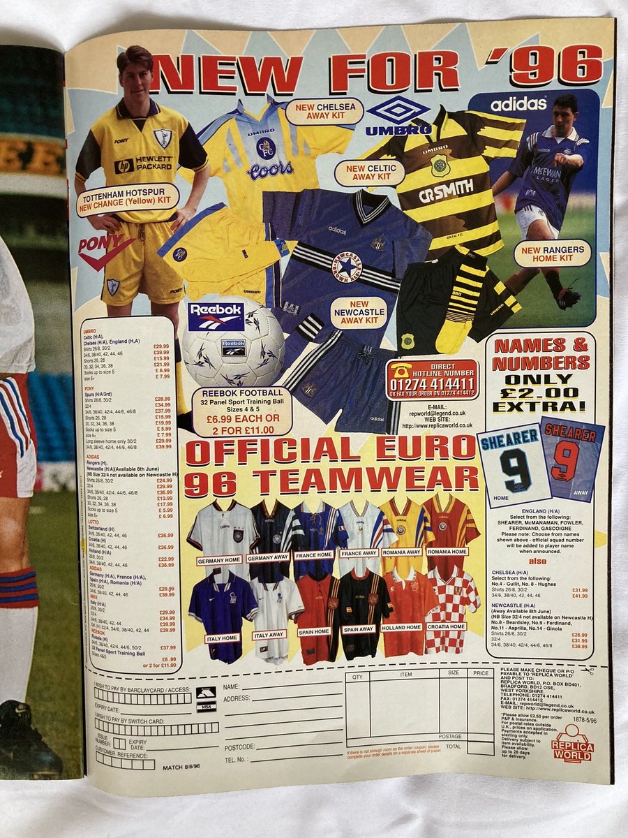 MMoftheD's tweet photo. Off on holiday this summer? Looking for your clubโs latest replica shirt to sport in sunnier climes?
Well, 27 years ago you couldโve been wandering about Torremolinos in one of these classy Adidas offerings set to be seen in Euro โ96.
#matchmagazine #90sfootball #replicashirts https://t.co/MD5gc27VYr