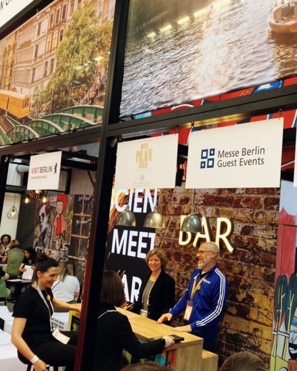 MesseBerlin's tweet photo. Day 2️⃣ at #IMEX23! 👋 Meet the team, our partner @BerlinMeetings, have a chat and learn about #MOREBERLIN possibilities. #MesseBerlin #GuestEvents #MiceExperts https://t.co/7Ky7XlRIr5