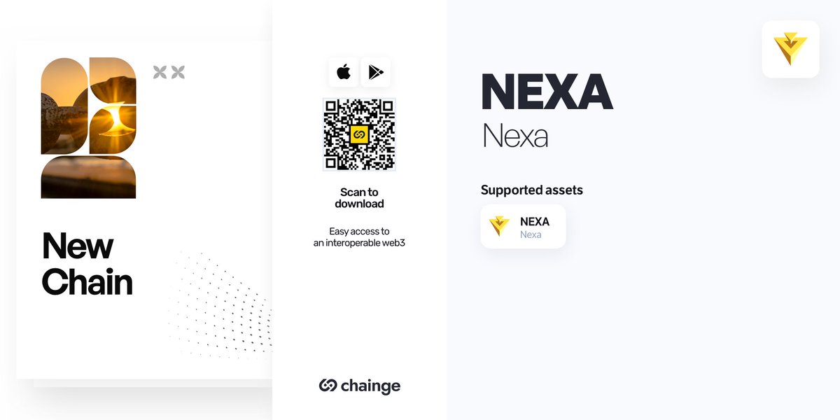 💥 A much awaited chain integration! Happy to announce #NEXA chain is live in the Chainge mobile app along with the $NEXA token You can now Store, Transfer & Operate $NEXA in the Chainge Finance self-custodial wallet 📱 Mobile app: app.chainge.finance/wrlads 💻 Web app: