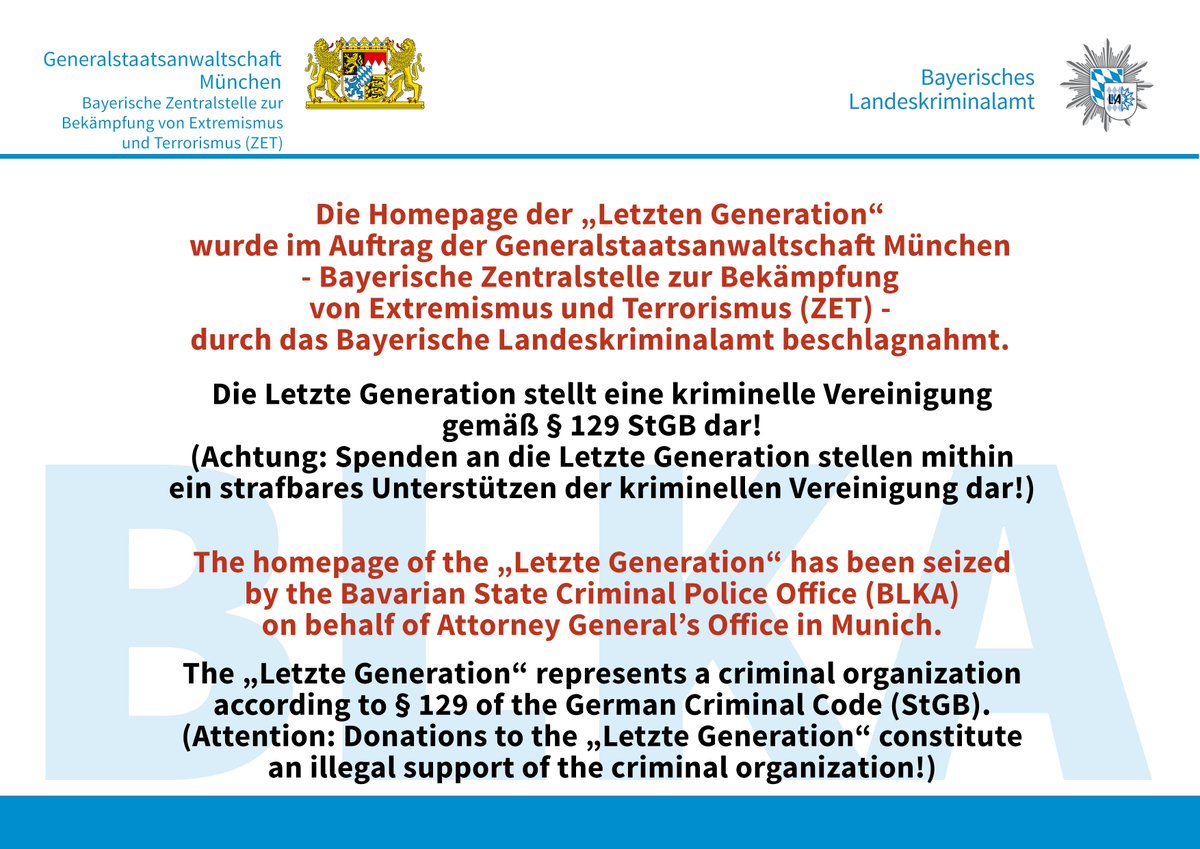 Wie unseriös kann die bayrische Polizei sein?

Bayrische Polizei: Ja

#LetzteGeneration