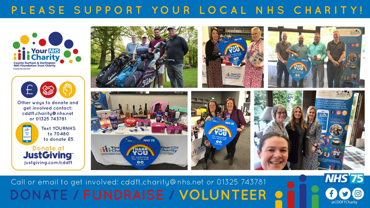 County Durham and Darlington NHS Foundation Trust (@cddftnhs) on Twitter photo Some recent highlights from <a href="/CDDFTCharity/">CDDFTNHS</a> teamπ
ποΈββοΈCharity golf day at <a href="/Ramside_Hall/">Ramside Hall</a> golf club
π«Raffle at International Nurses Day Conference
πAttended the NHS charities together conference in London
If youβd like to support or make a donation π§ cddft.charity@nhs.net Some recent highlights from <a href="/CDDFTCharity/">CDDFTNHS</a> teamπ
ποΈββοΈCharity golf day at <a href="/Ramside_Hall/">Ramside Hall</a> golf club
π«Raffle at International Nurses Day Conference
πAttended the NHS charities together conference in London
If youβd like to support or make a donation π§ cddft.charity@nhs.net