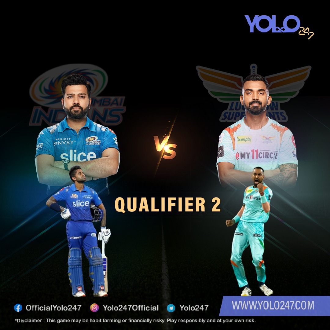 The stakes are high and the excitement is palpable. who do you think will win the match?

#yolo247 #earnbig #casinò #cash #cashback #money #freemoney💵 #WelcomeBonus #IPL2023 #Qualifier2 #IPLFinal #IPLPlayoffs #Cricket #MumbaiIndiansFans #mumbaiindians💙 #LSG #LSGvsMI #IPL