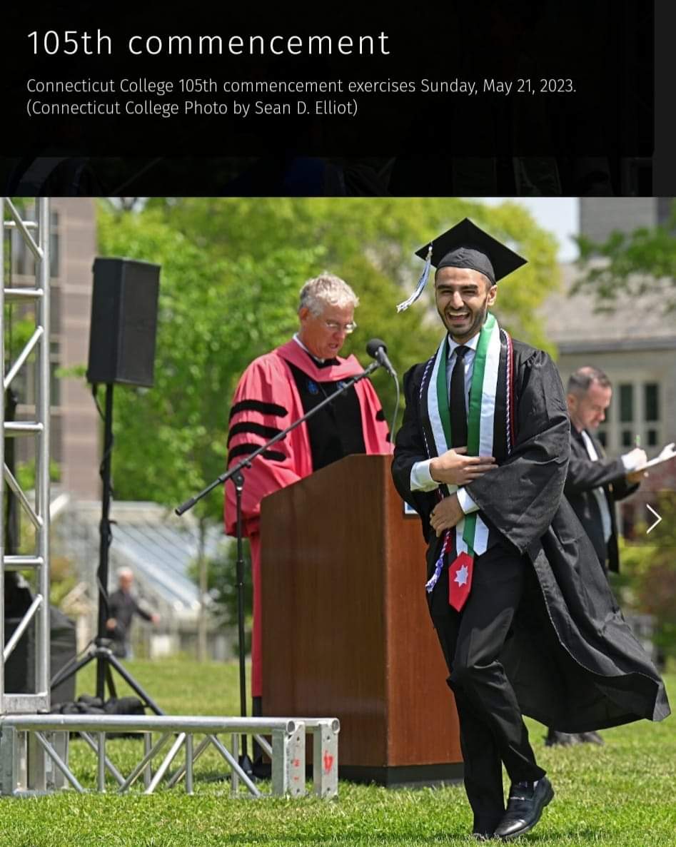 khaled_qudah's tweet photo. ابارك لابني محمد تخرجه من جامعة كونكتكت Connecticut College في الولايات أميركا بدرجتي البكالوريوس في تخصصين الاول بهندسة الكمبيوتر والثاني في المسرح وصناعة السينما.
الفوج 105 وترتيب الجامعة عالميا 53 وعدد الخريجين 411
Congratulations, 🐪🎓
#ConnColl2023 #ConnColl #CamelGrad https://t.co/4kvWRMbK2l